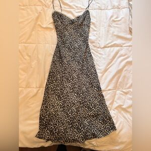 Women’s Leopard Print Slip Dress in Black and Cream